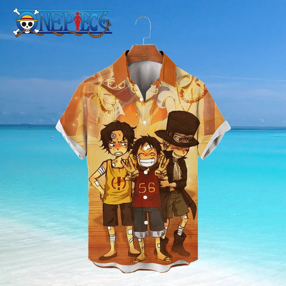 

2024 Monkey D Luffy Shirts and Blouses HD Print One Piece Mens Clothes 5Xl Men's Elegant Shirt Man Y2k Blouse Beach Tops New