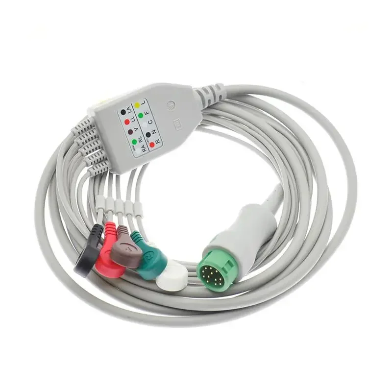 

T5 T6 T8 patient monitor ecg cable compatible 5 lead ecg wire snap AHA