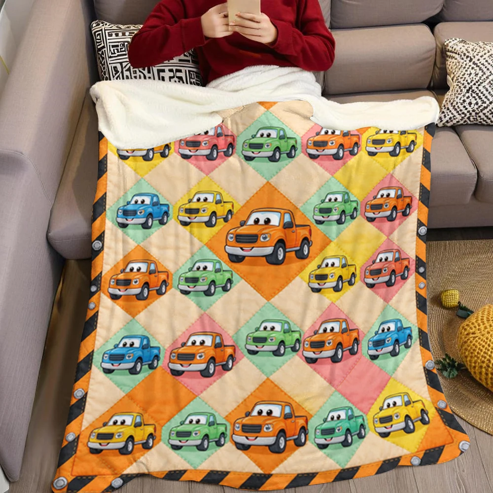 Color Pickup Bolt Grid Flannel Blanket Perfect for Sofa Office Bed Travel Sleep Read Relax Camping Four Season Use