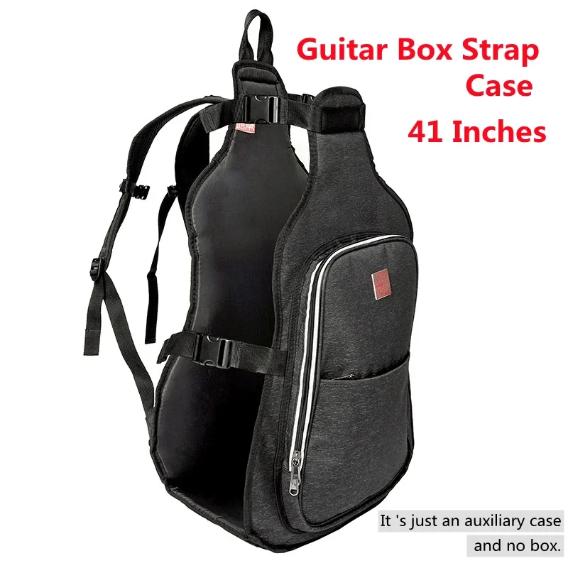 

Guitar Box Case Backpack 41 Inches Auxiliary Case Black Acoustic Electric Bass Convenience Easy Carry Light Hard Travel Soft