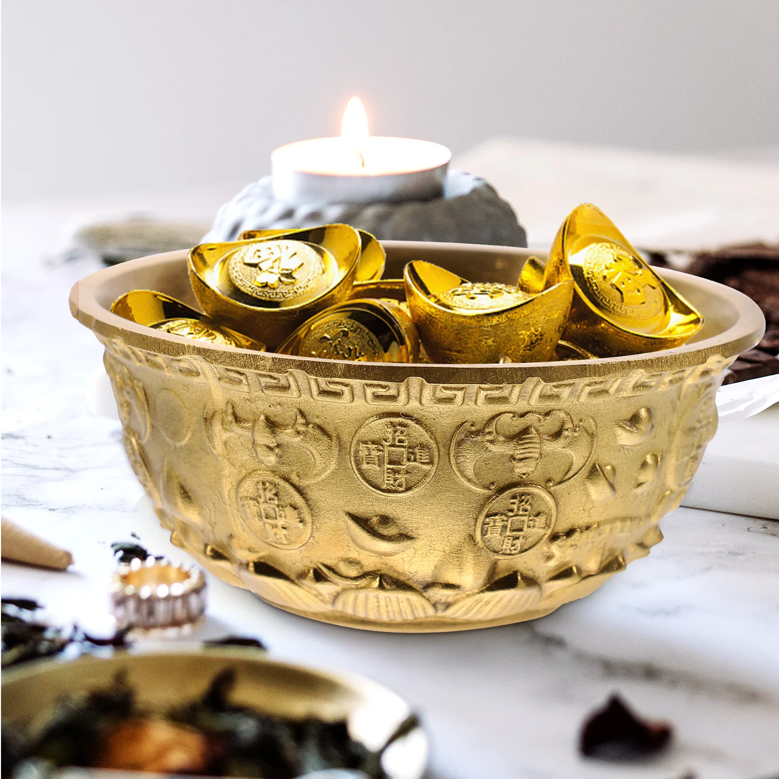 Treasure Bowl Home Cornucopia Decor Retro Vintage Treasures Ornament Party Gift Decoration Brass Desktop Office Table