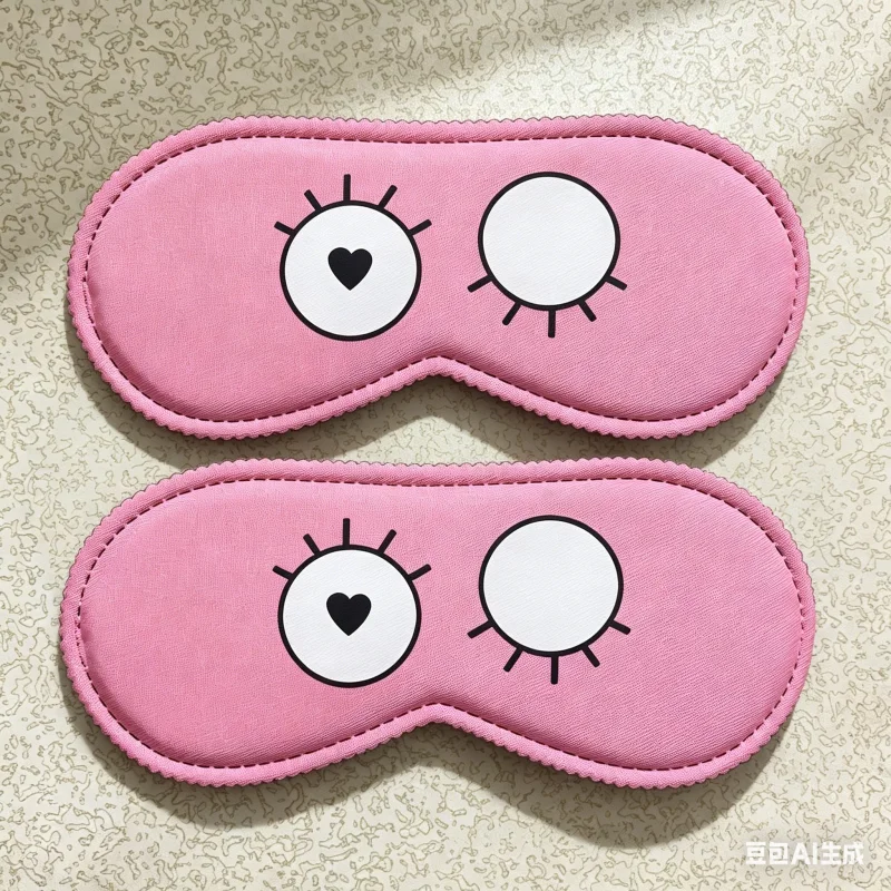 2Pcs Travel Cover Sleeping Mask Cartoon Pattern Slaapmasker Blockout Eye Comfort Blindfold Concave Light with Women Men Aid Eye