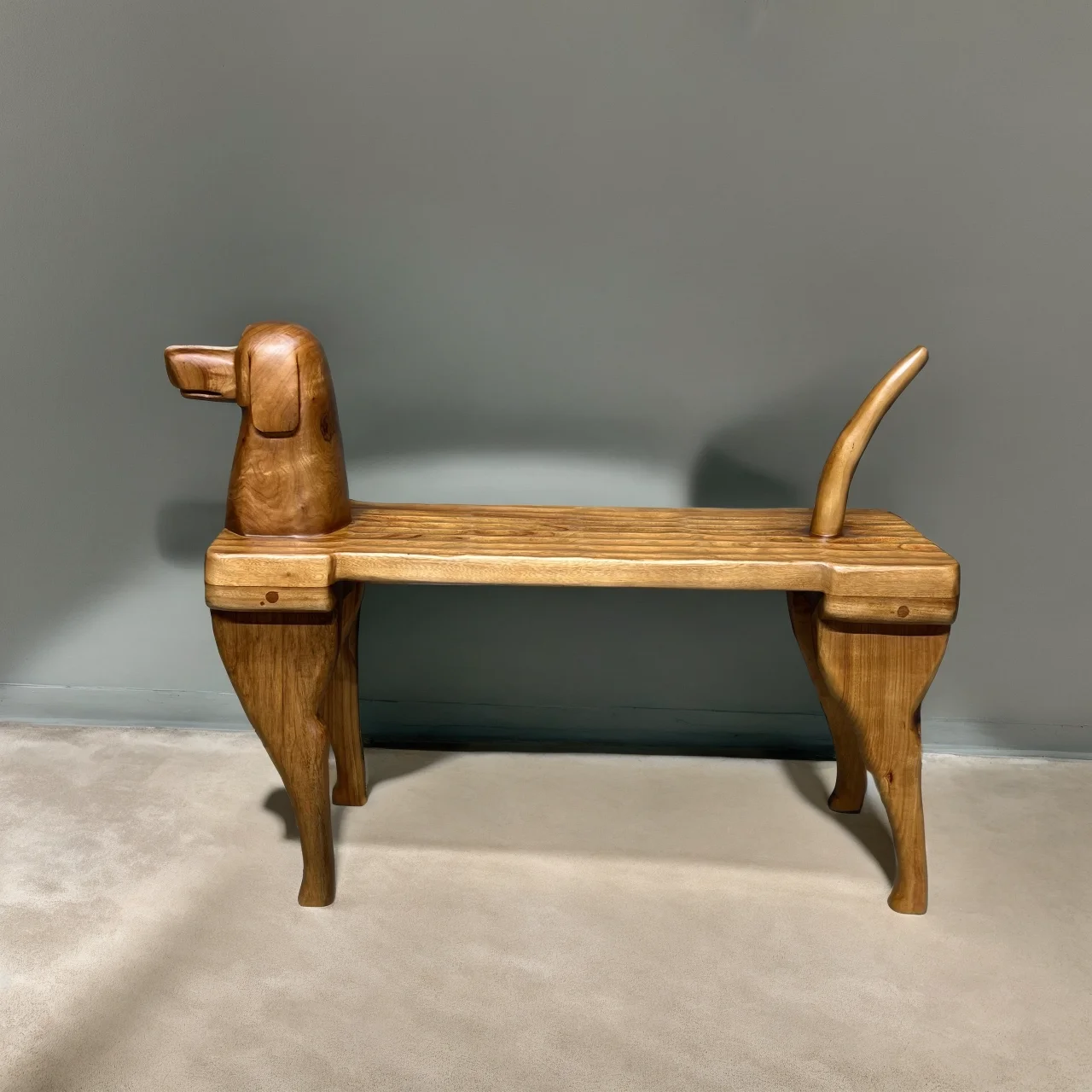 Dog head stool solid wood