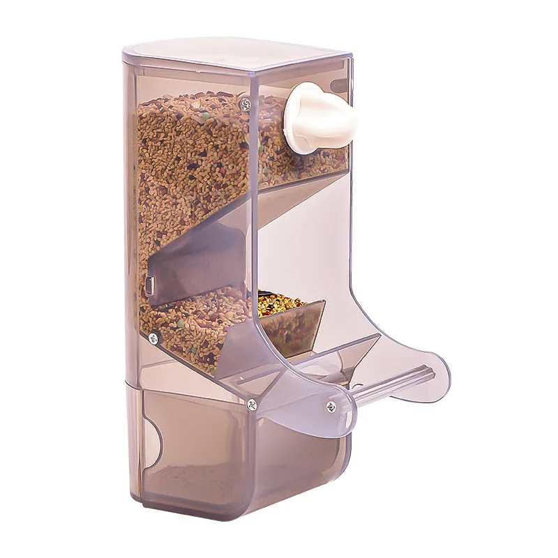 

Factory Wholesale Plastic Cage Hanging Bird Feeder Parrot Food Box Splash Proof Automatic Bird Food Feeder