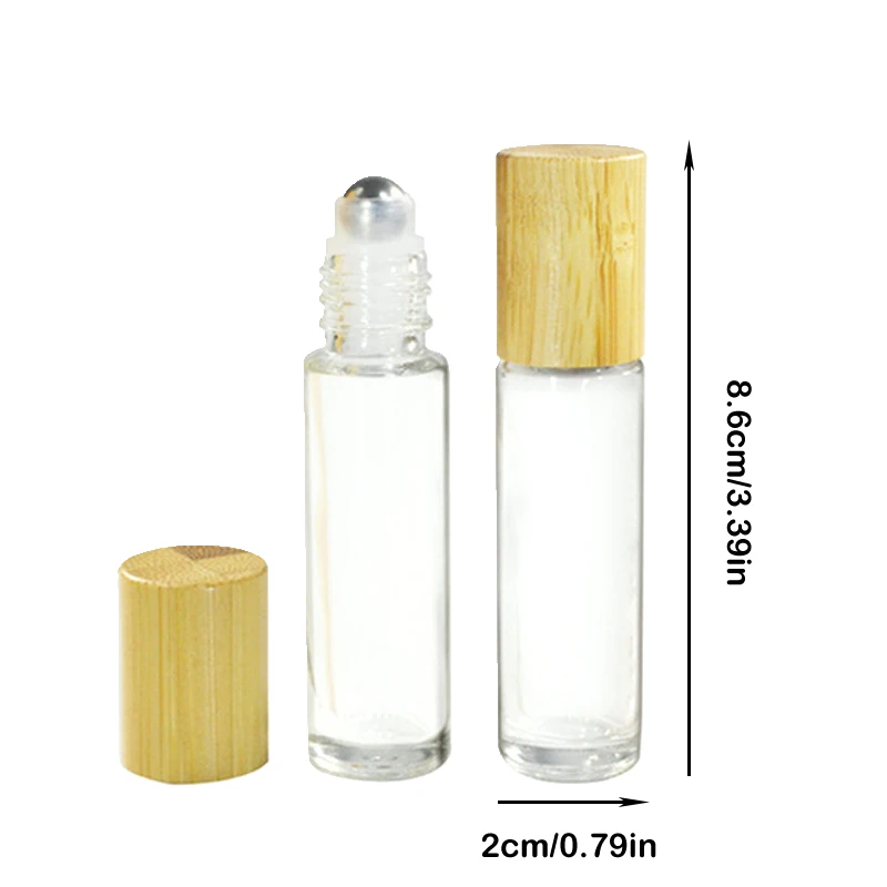 1 Stuks 5Ml 10Ml Bamboe Dop Lege Transparante Rol Op Glazen Flessen Roller Voor Parfum Etherische Olie Vloeibare Stoffen