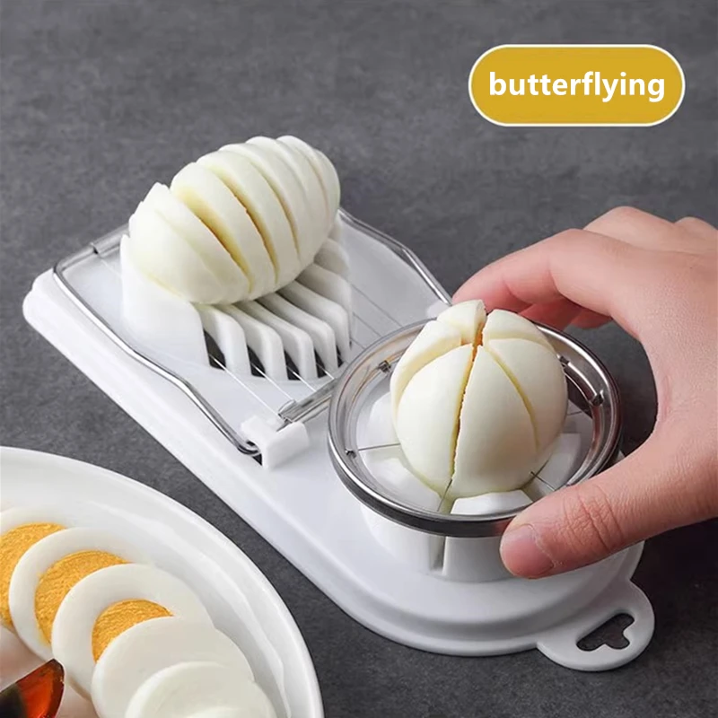 2 in 1 Multifunctional Egg Slicer Stainless Steel Egg Cutter Sectioner Mold Flower-Shape Luncheon Meat Cutter Kitchen Gadgets