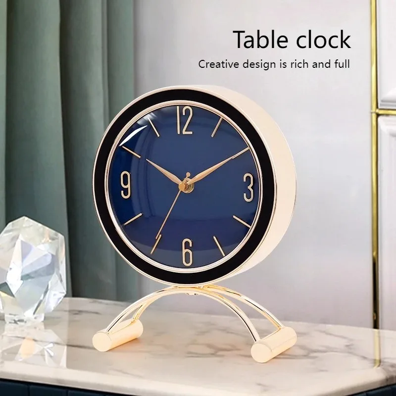 

Living Room Table Clock Retro Silent Desktop Clock Light Luxury Fashion Creative Desktop Decoration Modern Elegance Home Decor