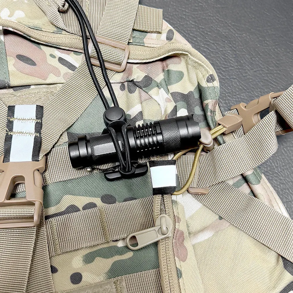 Flashlight Clip Outdoor Backpack Elastic Rope Fixed Buckle Camping Equipment Hiking Pole Fixing Tie Cord Rope External Buckle