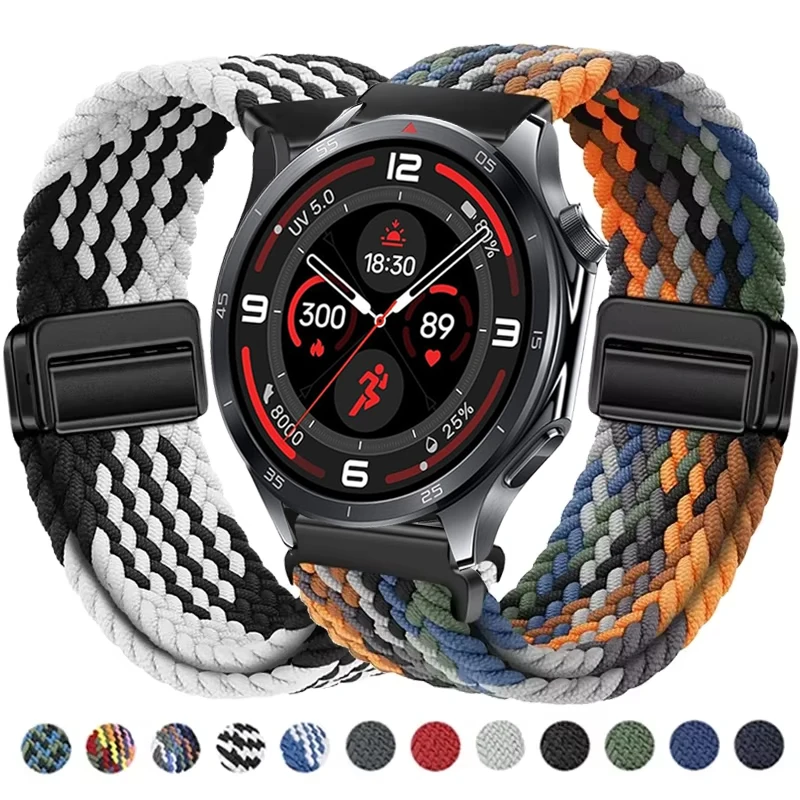 �y�Z�[�����z22mm Braided Nylon Loop For OnePlus Watch 3/2 2R/OnePlus 46mm Weave Bracelet For OPPO Watch S/OPPO Watch X X2 4Pro Sport Band