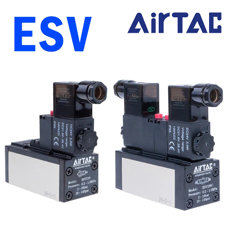 AirTAC ESV Series 5/2 5/3 Position Pneumatic Control Valve with Integrated Exhaust Throttle Aluminum Alloy Valve Body