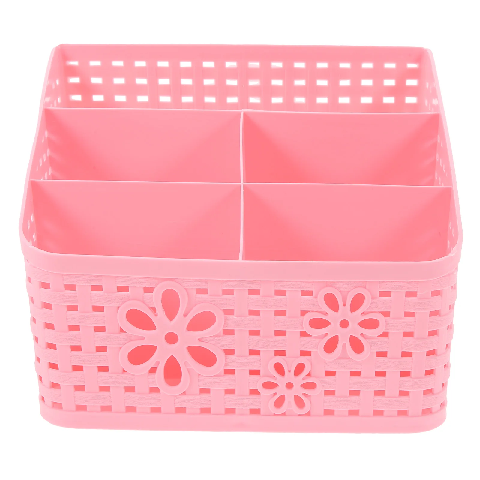 

Plastic Storage Hollow Basket Home Organizer 5 Storage Basket Compartments Pink Desktop Container Stackable Folder