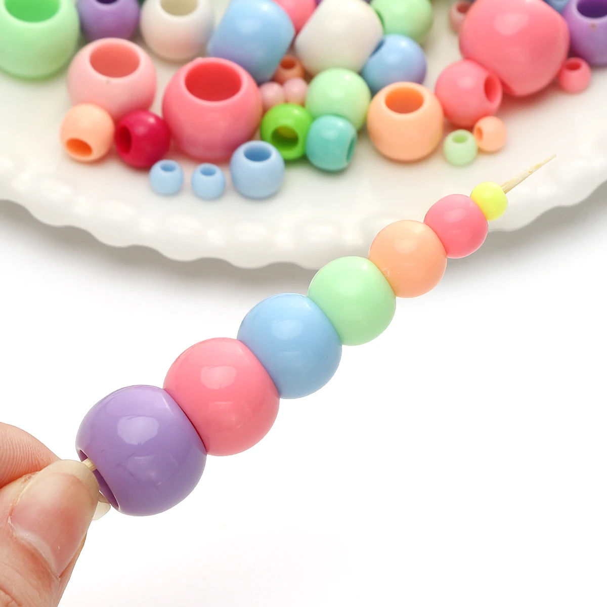 10-200pcs 6 10 12 14 16 18 20mm Big Hole Colorful Beads Round Acrylic Loose Spacer Beads For Jewelry Making Diy Bracelet Earring