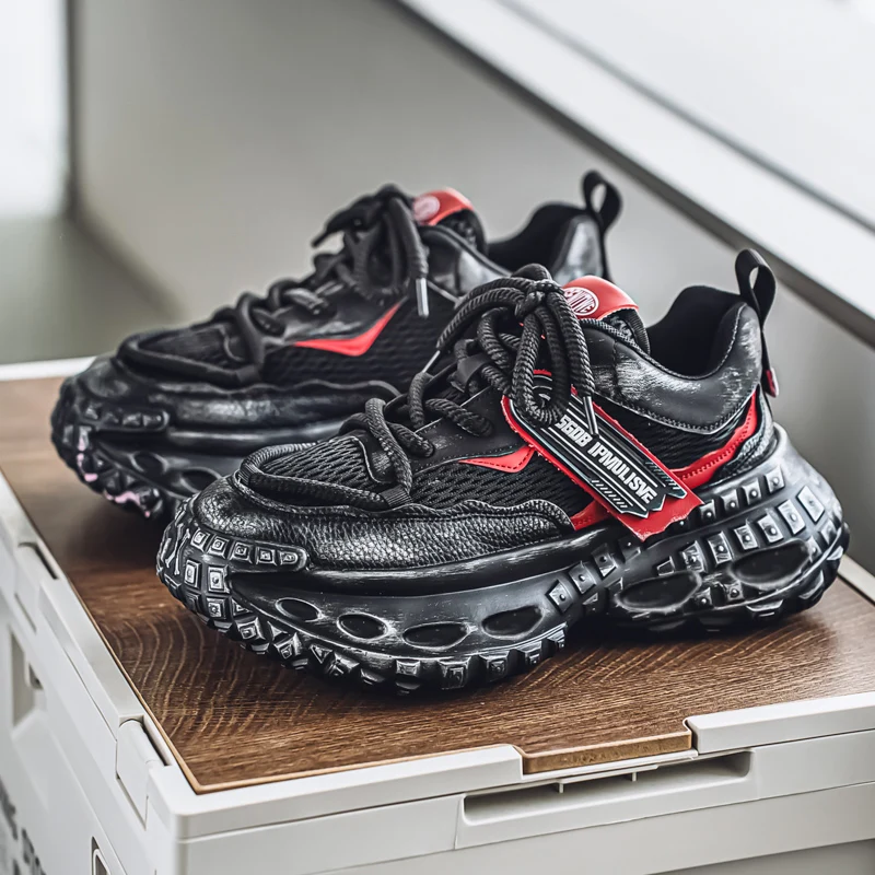 

Мужская весенне-летняя спортивная обувь с дышащей сеткой, повседневная обувь для папы с увеличенной высотой и толстой подошвой, износостойкая резиновая подошва