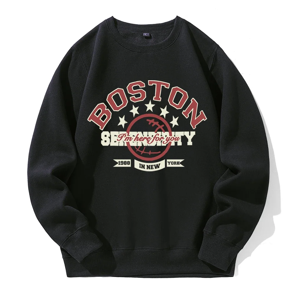 

Boston I'M Here For You 1988 In New York Printing Men Hooded Graphic Funny Sweatshirt Loose Oversize Hoody Basic Daily Hoodie