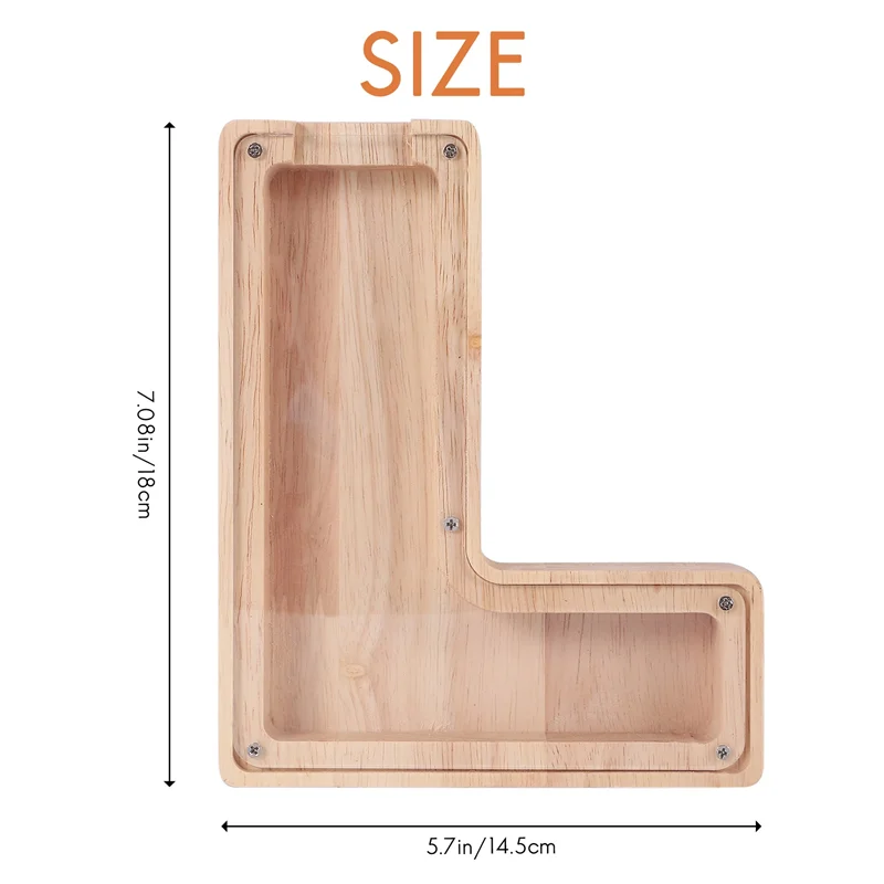 ABGN Wooden Personalized Piggy Bank Toy Alphabet For Kids Money Jar Coin Adults Saving Box Letter Decor