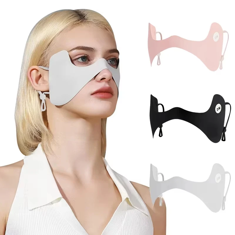 

1Pc Summer Ice Silk Mask Sunscreen Face Scarf Solid Color Sunscreen Eye Patches UV Protection Sunscreen Veil Face Cover Riding