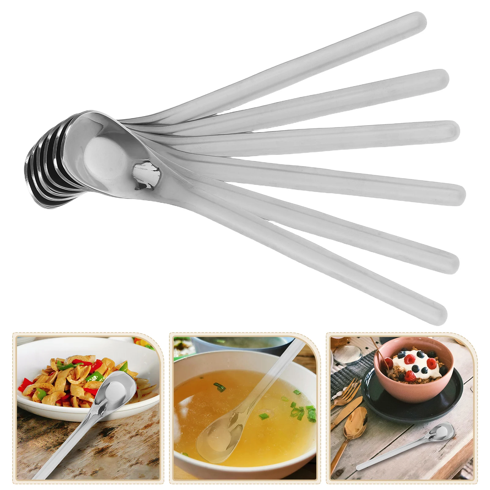 

6pcs Long Handle Honey Seasoning Spoon 304 Stainless Steel Coffee Stirring Spoons 15Cm Small Measuring Easy Clean Kitchen