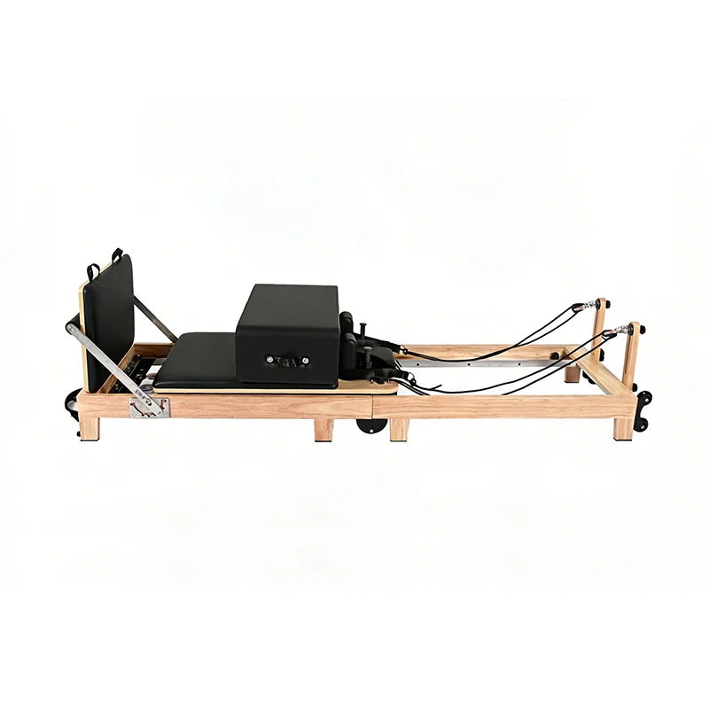 

Chaoyuan New High Quality Adjustable Portable Home Use Durable Rubberwood Foldable Pilates Reformer for Pilates Studio