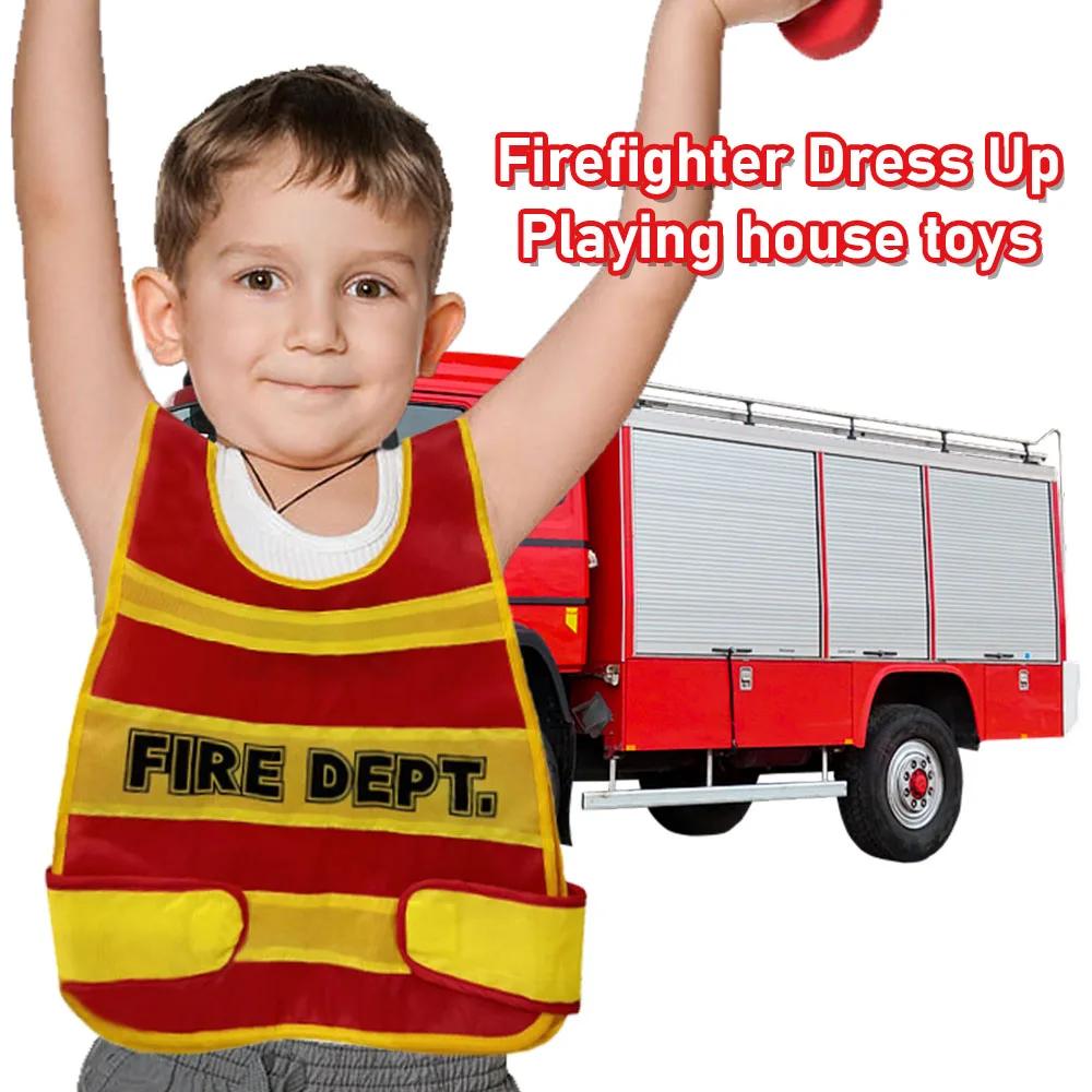 Spielhausspielzeug für Kinder, Rollenspielkostüme, Verkehrspolizei-Kostüme für Feuerwehrmann, universell für Jungen und Mädchen, Geburtstagsgeschenke, Weihnachtsgeschenke, Weihnachtskostüme, Weihnachtskostüme