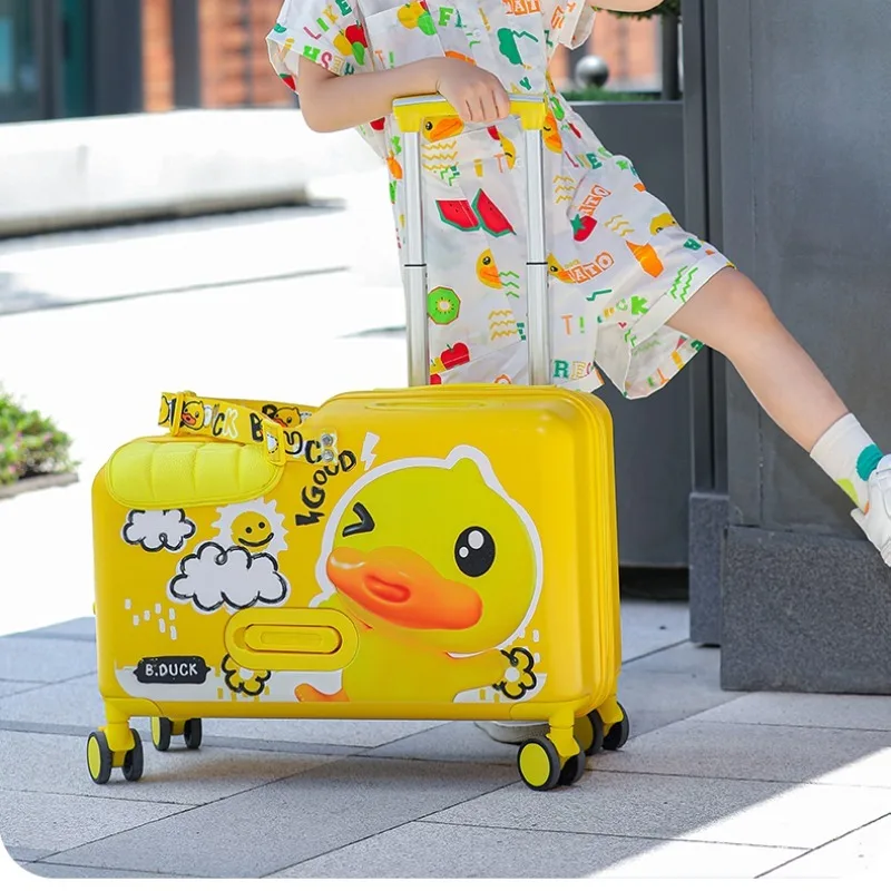 2024 New Children's Trolley Case Children's Suitcase Can Be Ridden Lightweight Children's Travel Suitcase Large Capacity Luggage