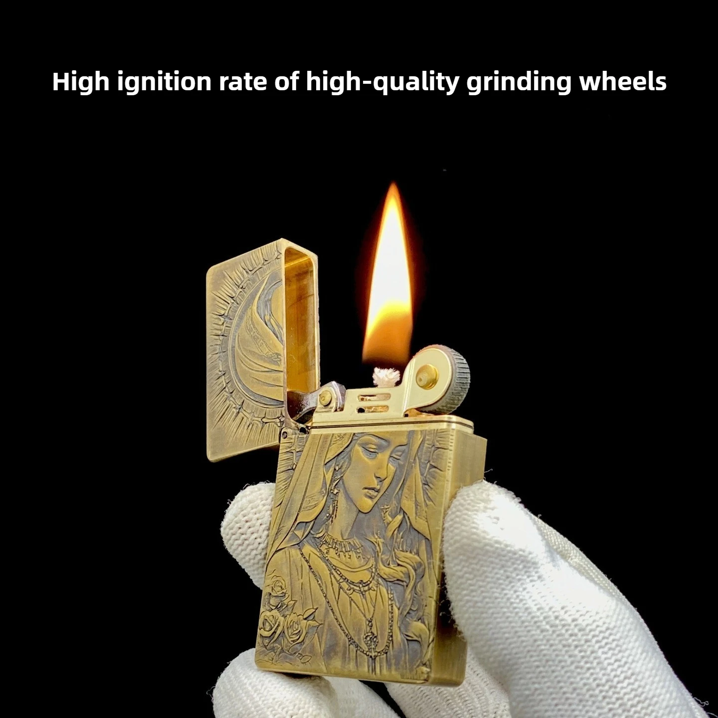 Trench Small Heavy Armor Relief Made of Old Oil Lighter, Classic Cool and Fashionable Brass Windproof Lighter Men's Gift