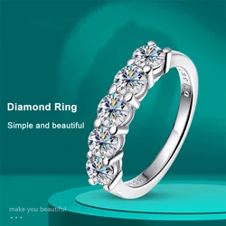 ALITREE D Color 4mm Moissanite Diamond Rings for Women Classic Match Wedding Eternity Band with GRA s925 Sterling Silver Ring