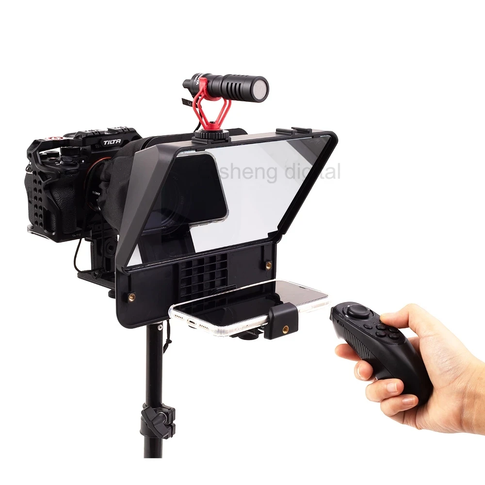 A10 Phone DSLR Camera Recording Teleprompter 10 Inch for iPad Tablet Phones Prompting Inscriber Prompter With Remote Control