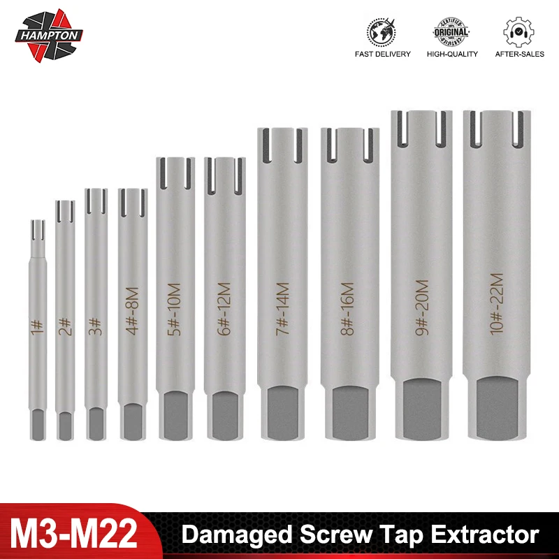 HAMPTON  Damaged Screw Tap Extractor M3 M4 M5 M6 M8 M10 M12 M14 M16 M20 M22 Broken Screw Tap Remover Tool Wrench Set Drill Bit