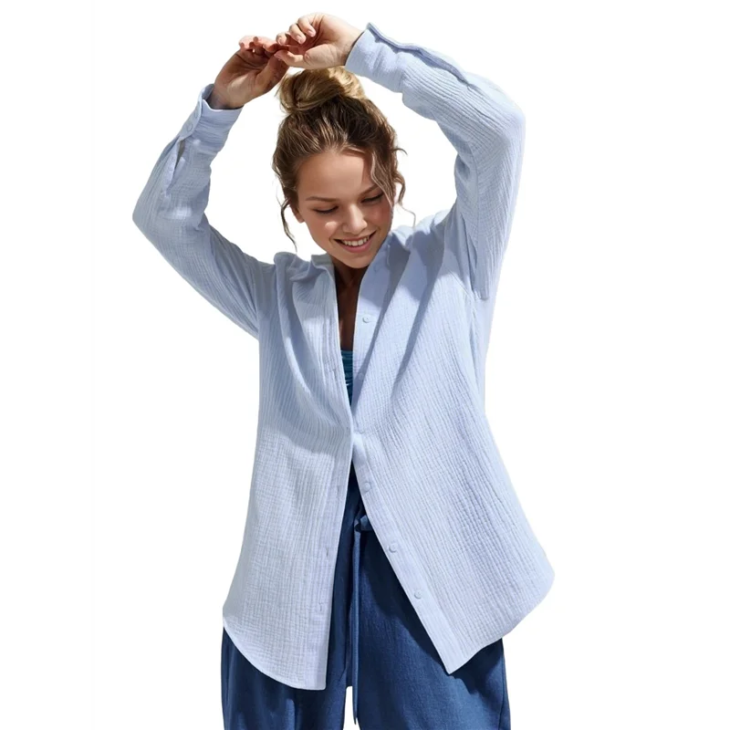 

ASDS-Womens Button Down Shirts Long Sleeve Cotton Casual Collared Blouses Loose Fit