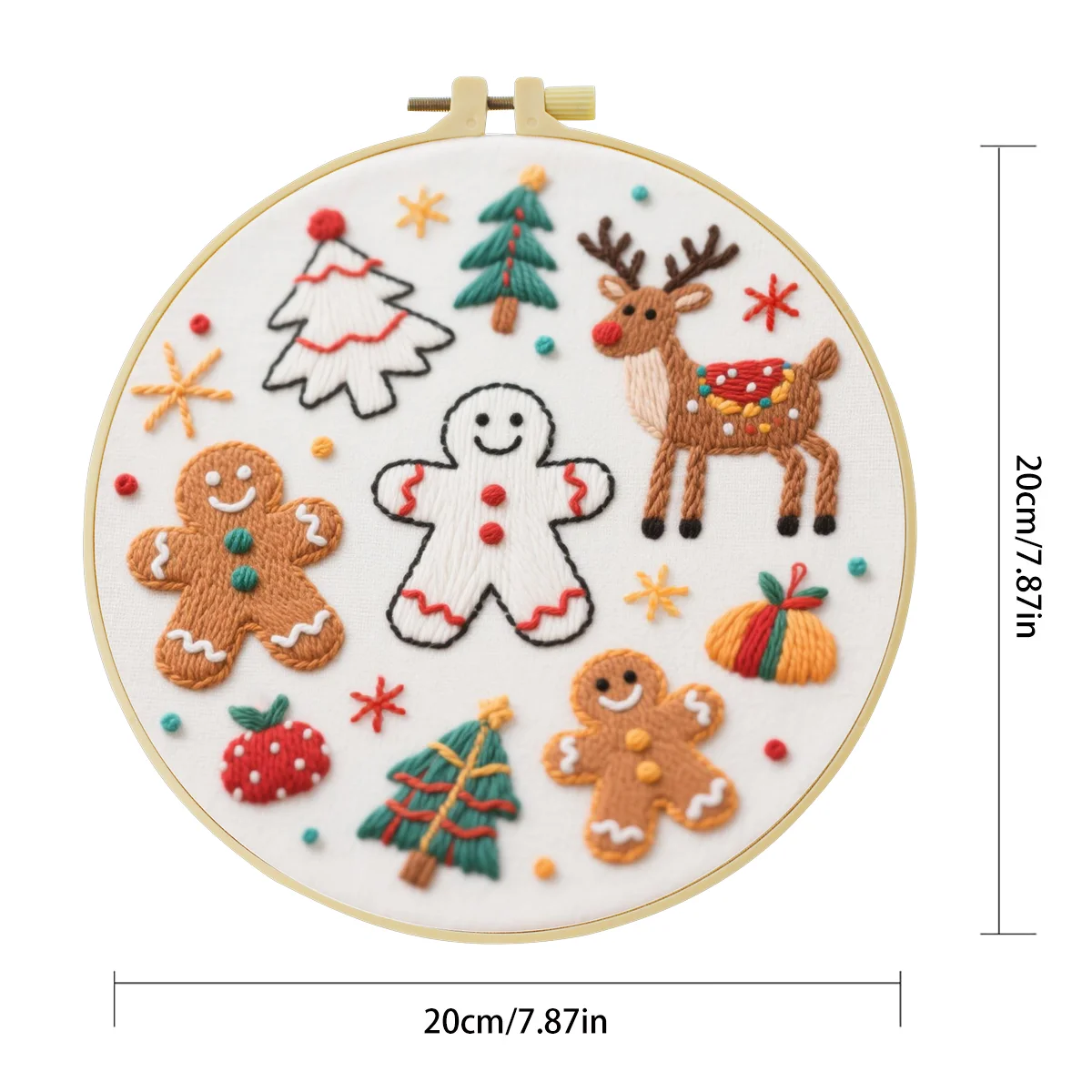 1 Stück 20X20CM/15X15CM 7,87/6,3 Zoll Weihnachtsthema Stickerei-Starter-Kit DIY-Kit DIY-Stickerei-Set Handarbeiten Nadelkunst – Detail 4