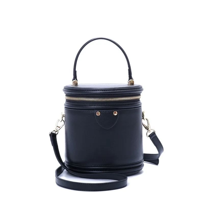 Fashion Mini Cow Leather Solid Color Bucket Phone Shoulder Bag For Women Small Bucket Female Evening Party Purse Bag