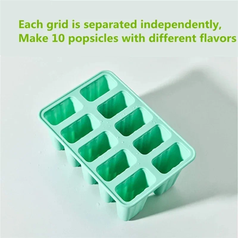 BPA Free Silicone Popsicle Molds 6/10 Cavities Reusable Easy Release Ice Pop Molds For Home DIY Ice Cream Making