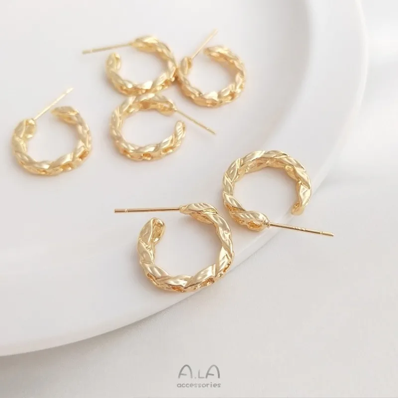 

14K Gold Color Twist Chain Earrings Hmade Studs DIY Fashion Temperament Earrings Jewelry Accessories Materials