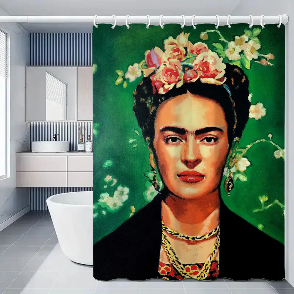 Anti-mold Waterproof Shower Curtain for Bathroom F-kahlo Curtains Accessories Bath Fabric Sets Full Set the Opaque Items Cloth