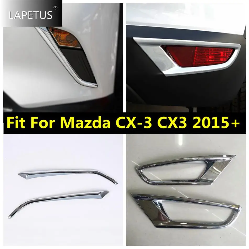 

Front Rear Bumper Fog Lights Lamps Eyelid Eyebrow Decor Strip Cover Trim For Mazda CX-3 CX3 2015 - 2021 Car Chrome Accessories