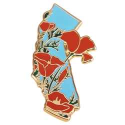 state flower series California Poppy map Enamel Pin
