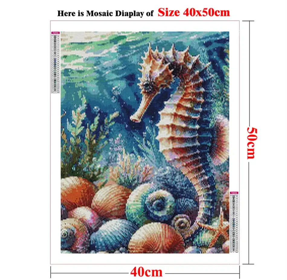 Full Drills Diamond Painting Seahorse , Undersea Life 5D DIY Cross Stitch ,Marine Fish ,Mosaic Rhinestones Embroidery Home Decor