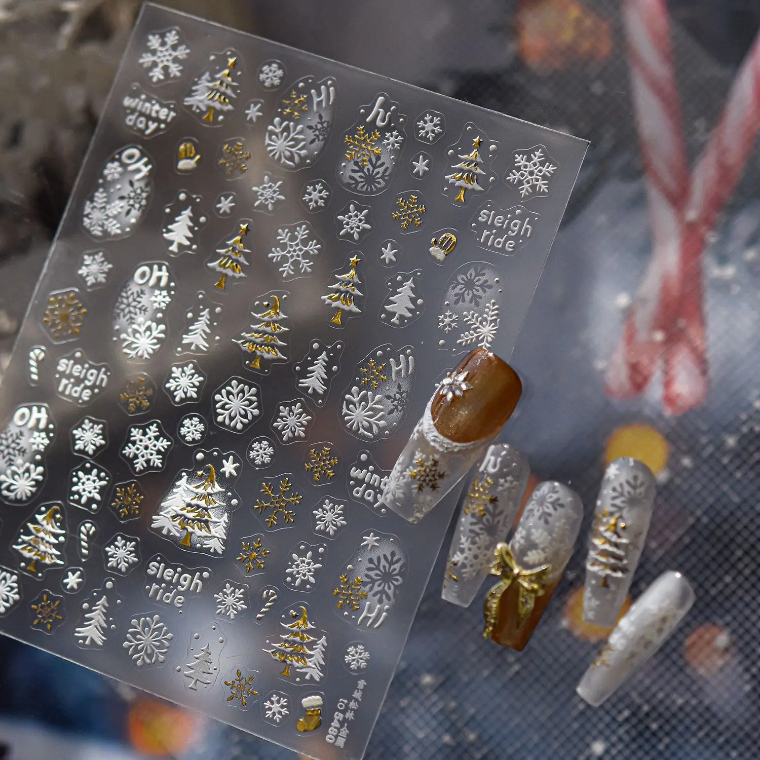 Dreamy Glitter flocon de neige bonhomme de neige haute qualité hiver Nail Art autocollant Design décoration décalcomanies bricolage manucure T-5488