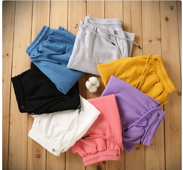 New Cotton Men Women Shorts Summer Sport Loose Solid Color Casual Pants Drawstring Daily Style Home Outdoor 5 Points Pants
