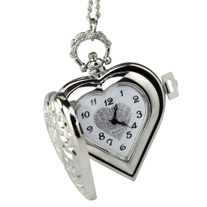 New Women'S Pendant Watch Vintage Heart  Locket Style Pocket Necklace Watch Classic Ladies Popular Luxury Quartz Watch часы