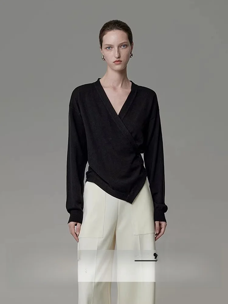 

Женский вязаный топ Bla V-Ne, простой дизайн, утягивающий базовый слой, Unsspoken, премиум-класса, модная повседневная одежда