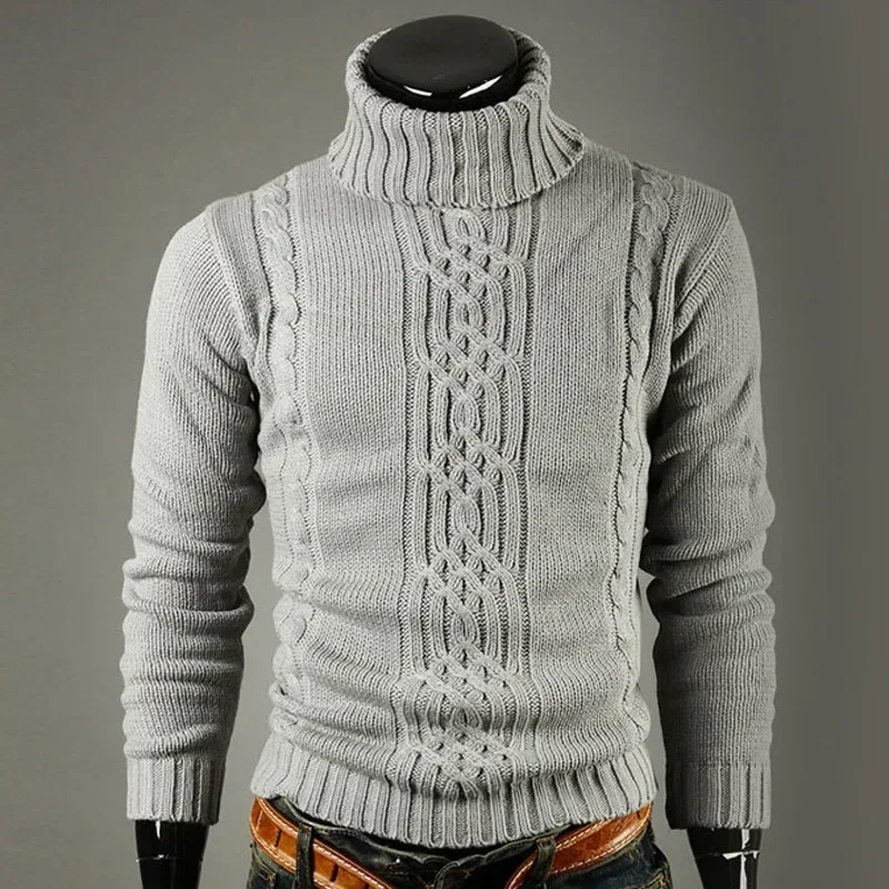2024 European and American Men's Thickened High-neck Sweater. Autumn and Winter Trendy Long-sleeved Knitted Shirt.