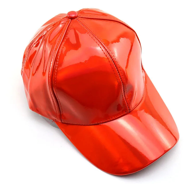 Damen Herren Kunstleder Baseballkappe Glitzer Metallic Holographisch Regenbogen Reflektierend Hip Hop Verstellbarer Strapback Schirmmütze – Detail 6