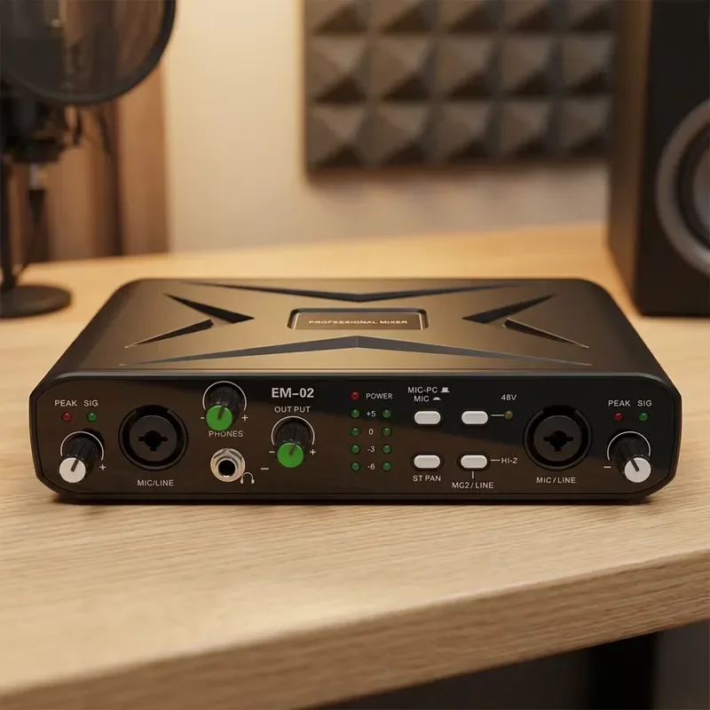 Applicable to Rayco USB Sound Card Microphone Preamp Audio Interface 48V Phantom Power Real Time Monitoring Studio Recording