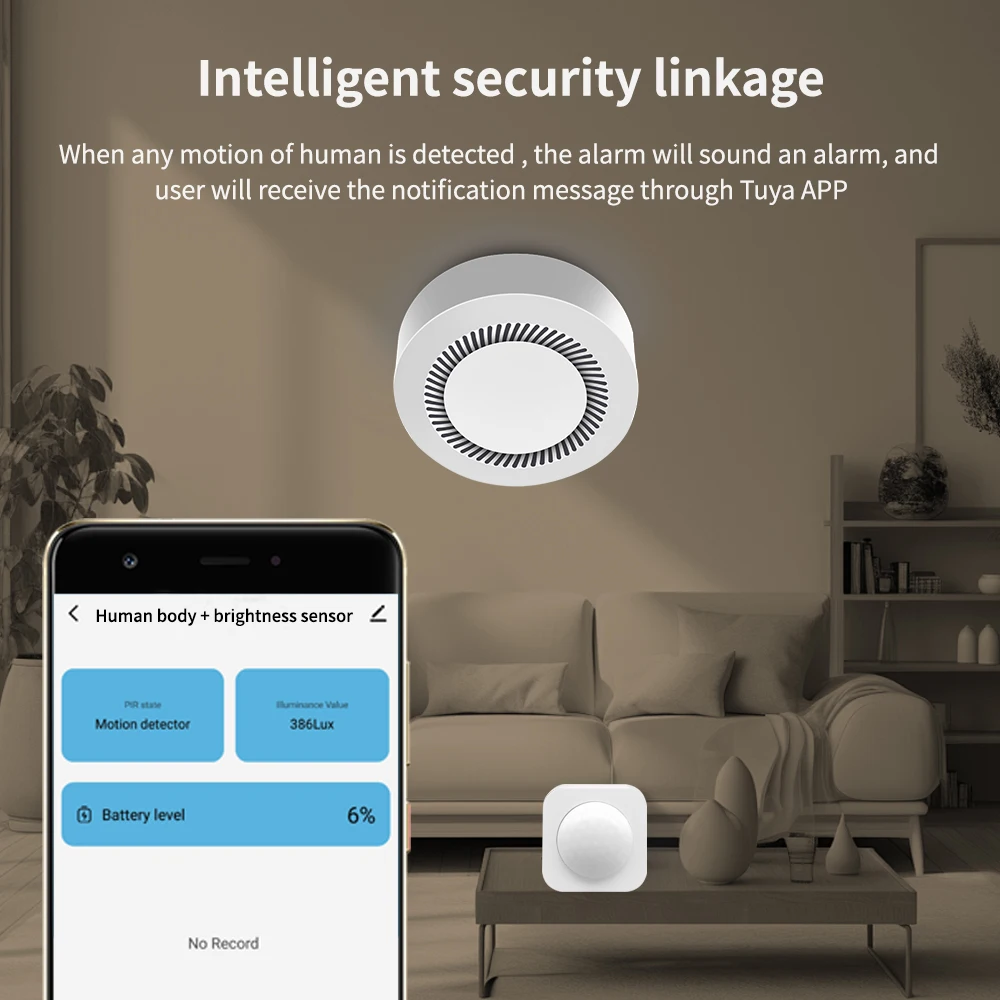 Tuya ZigBee 2in1 Sensore intelligente di luminosità del movimento PIR Rilevatore di movimento umano Sensore di luce integrato Funziona con l'assistente domestico