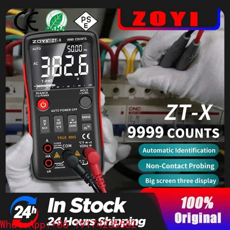 Digital Multimeter  ZT-X ZT-303 T-RMS Auto Range EBTN LCD DC AC Voltmeter Ammeter Current Capacitor Ohm temp Hz NCV Tester