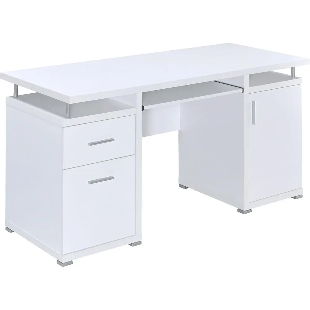 

Стол для домашнего офиса Tracy Modern 55 с 2 ящиками и местом для хранения документов, экологически чистый ламинат, белый