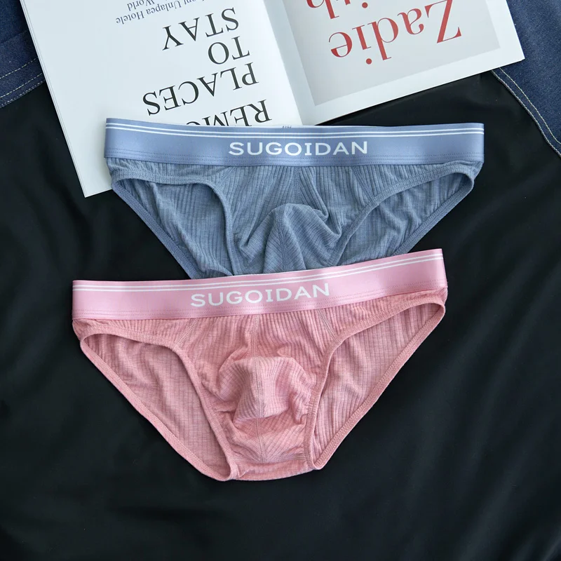 

2pcs/lot men's low waist briefs in summer thin breathable sexy modal cotton boys sports shorts.