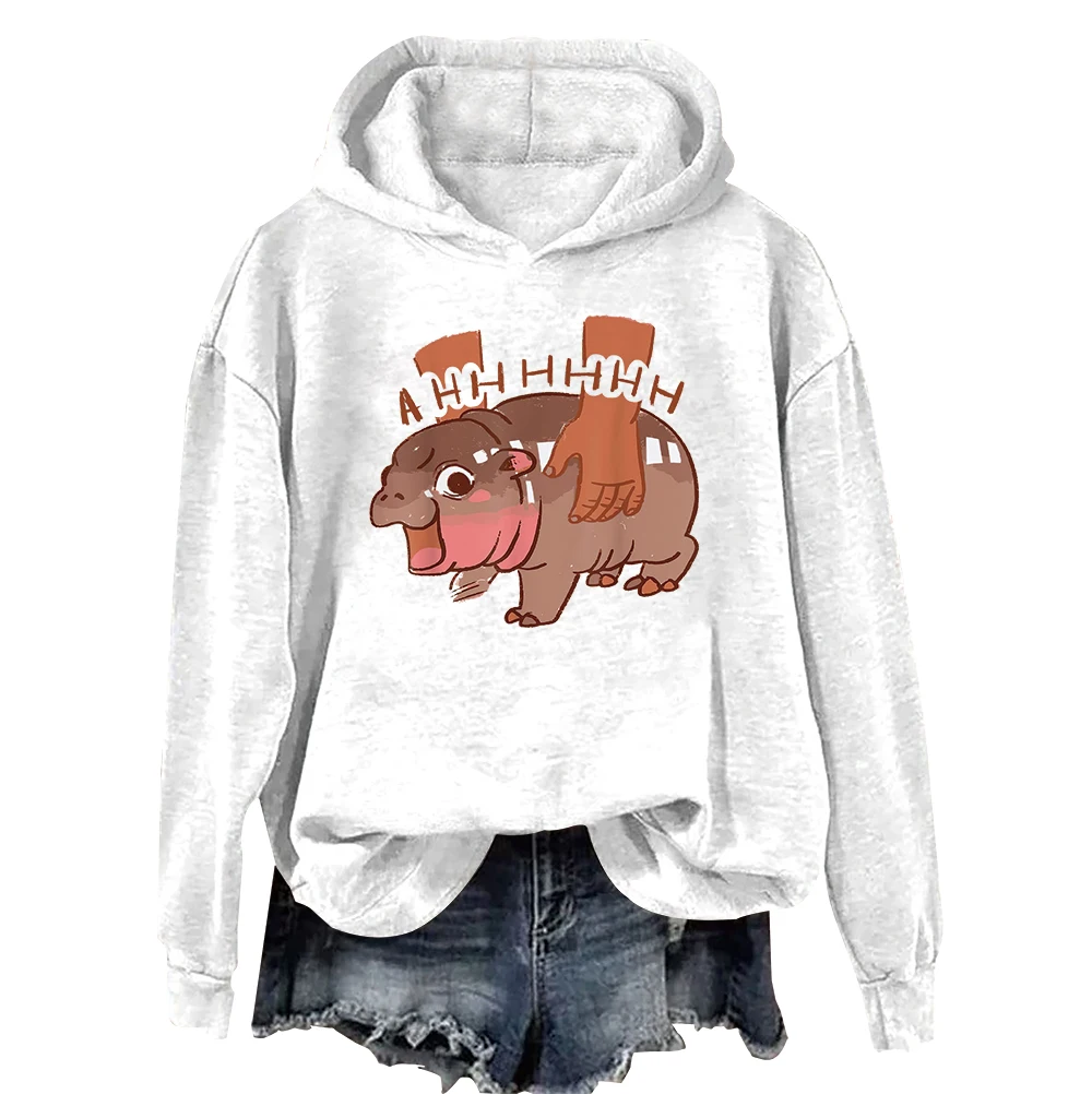 Moo Deng Bouncy Pig The Cute Baby Hippo Hoodie Men/Women Vintage Casual Hoodies