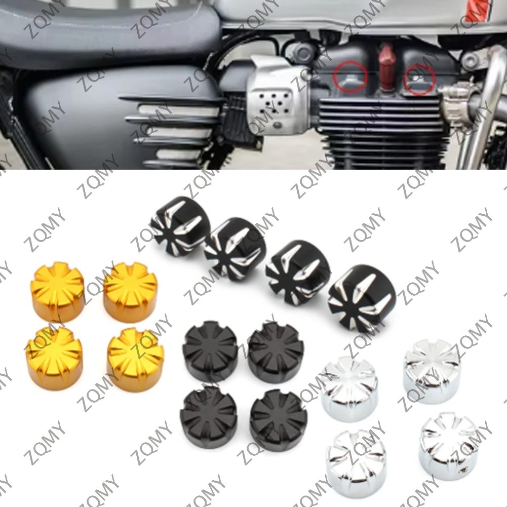 4pcs Motorcycle Spark Plug Cover Engine Screws Nut For Triumph Bonneville T120 Black Thruxton R Street Twin Cup Scrambler